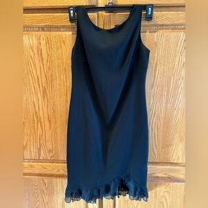 Talbots black sleeveless midi ruffle hem occasions‎ dress. Size 6 petite.…
